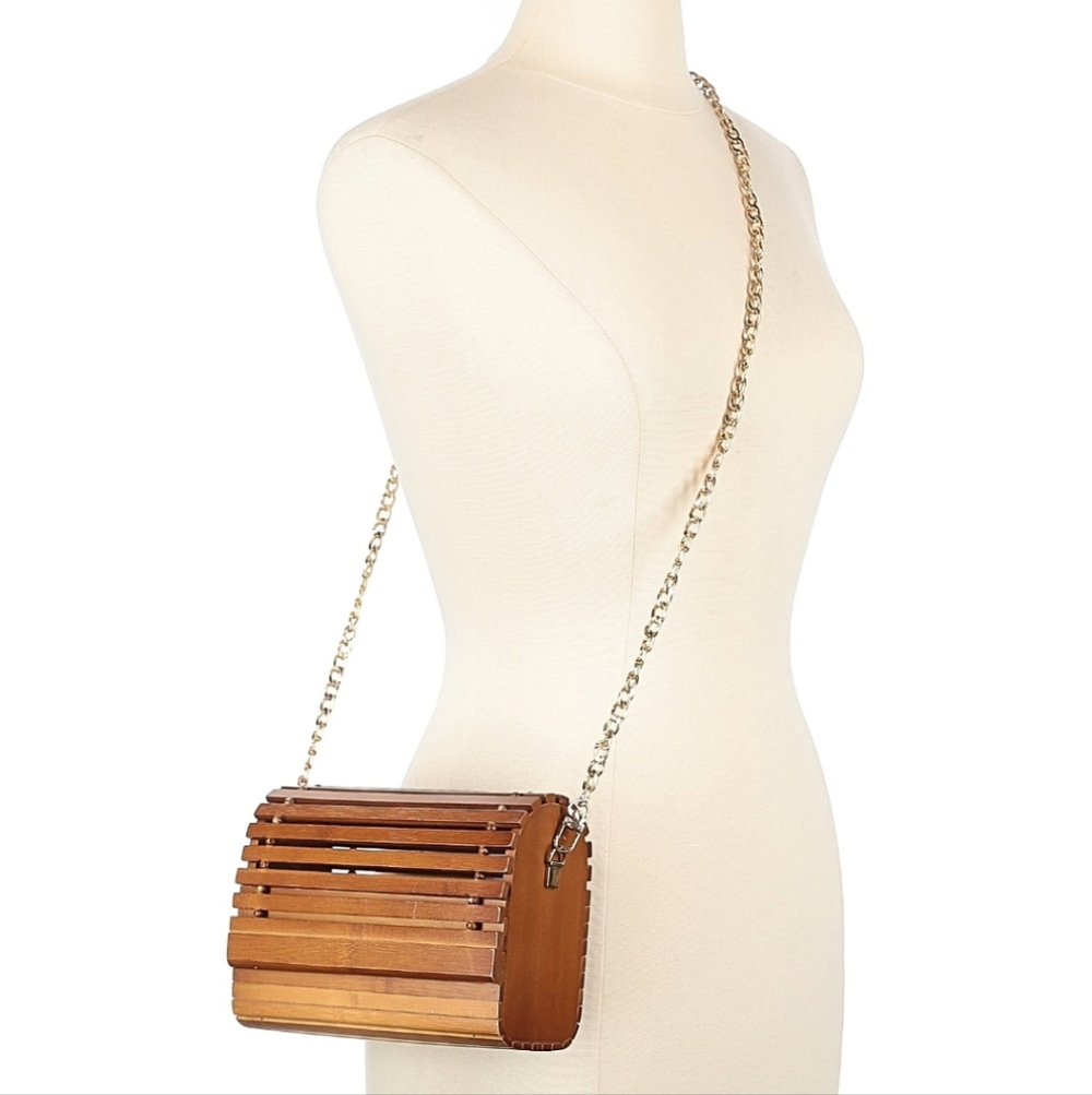 Chic Bamboo Crossbody Bag with Chain Strap